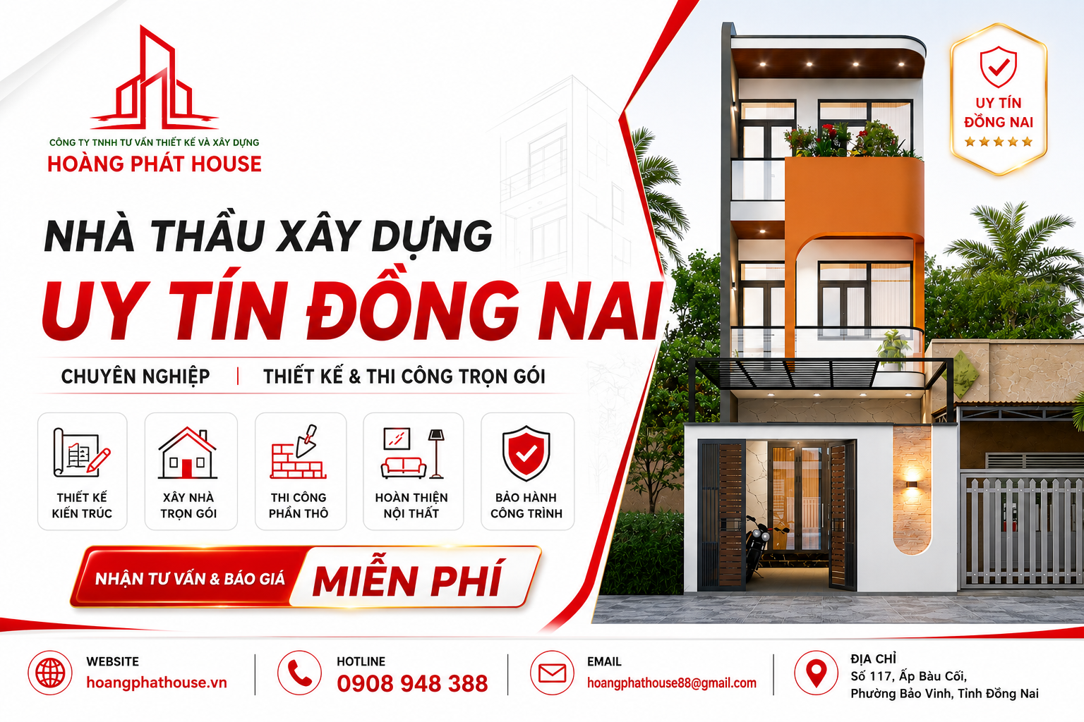 Công trình nhà phố do Hoàng Phát House thi công